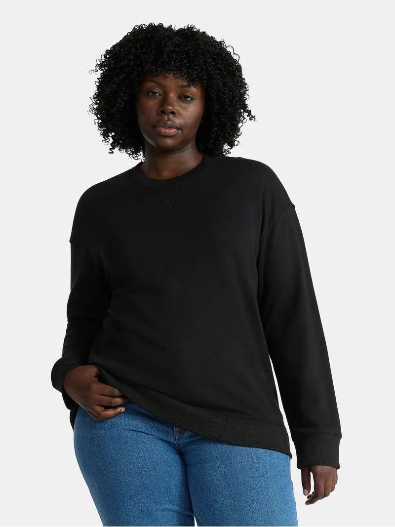 Time and Tru Women's and Women's Plus Crewneck Sweatshirt with Long Sleeves, Sizes XS-4X | Walmart (US)