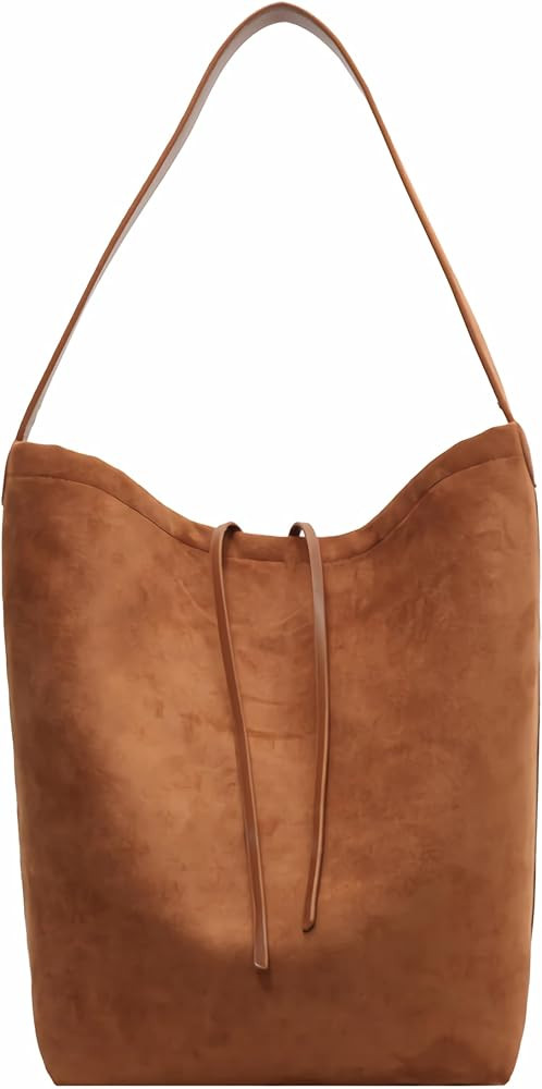 Suede Tote Bag for Women Purses and Ladies Handbags Shoulder Bags With Magnetic Button Bouble Poc... | Amazon (US)