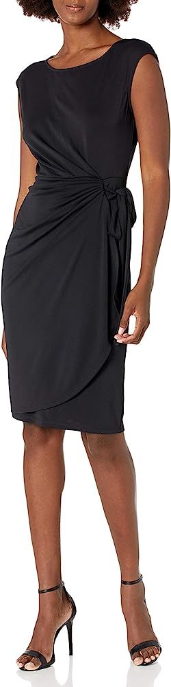 Lark & Ro Women's Cap Sleeve Bateau Neck Wrap Dress | Amazon (US)