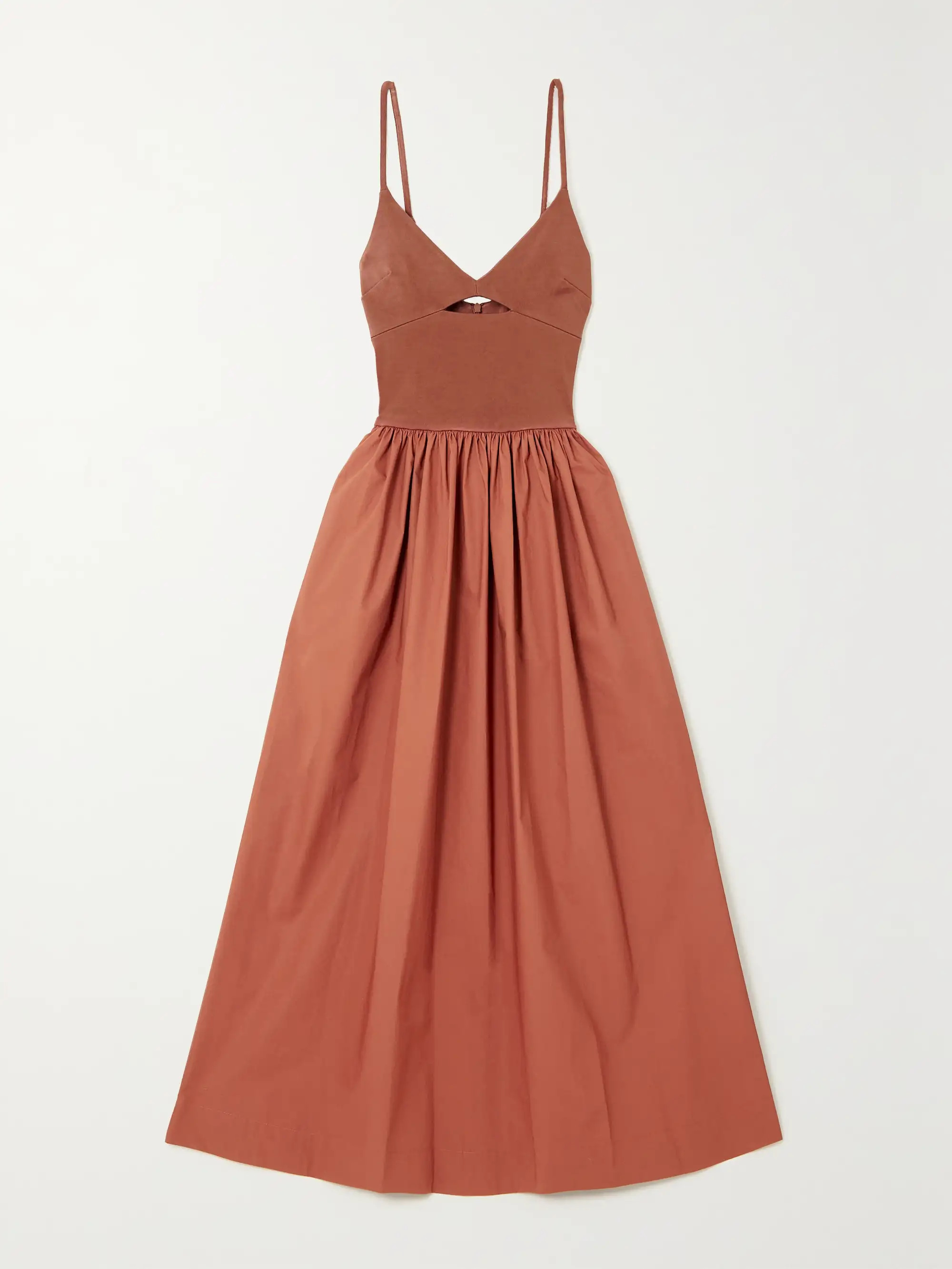 + NET SUSTAIN cutout stretch-knit and organic cotton-poplin maxi dress | NET-A-PORTER APAC