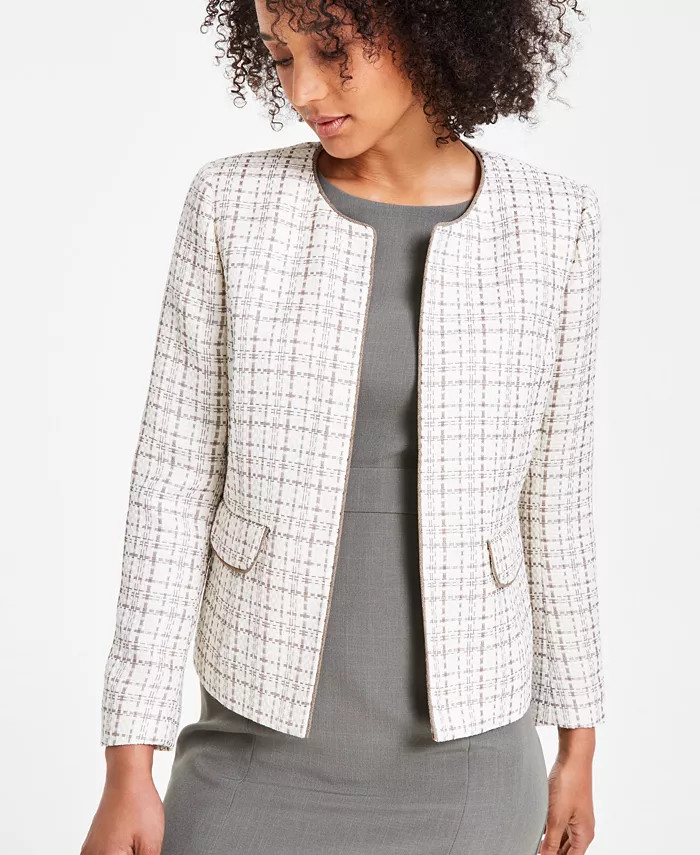 Kasper Women's Tweed Collarless Open-Front Blazer - Macy's | Macy's