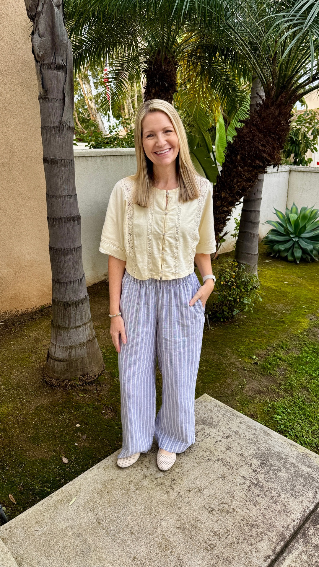 Linen pants are a Spring staple in my closet so as soon as I saw this new wide leg style from Old Navy I grabbed them. Plus, they are 50% off right now and come in tons of color options. 

My yellow cardigan is from Aerie last year and my shoes are from Target last Fall but I linked similar options for both. 

#LTKootd #LTKSaleAlert #LTKOver40