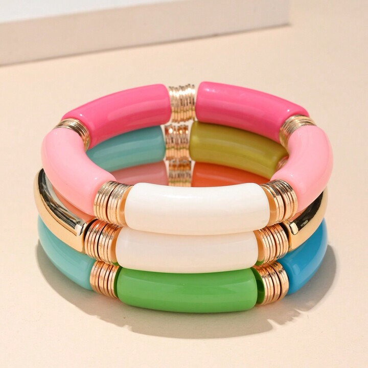 3 stks/set Bohemian Vis Schapen Multi-color Bamboe Elastische Armband Voor Vrouwen Elastische Har... | SHEIN