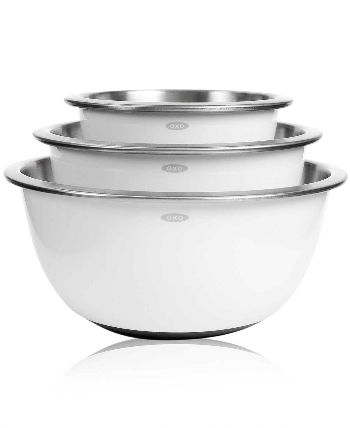 Oxo Non-Skid Mixing Bowls, Set of 3 White Stainless Steel - STAINLESS | Macy's