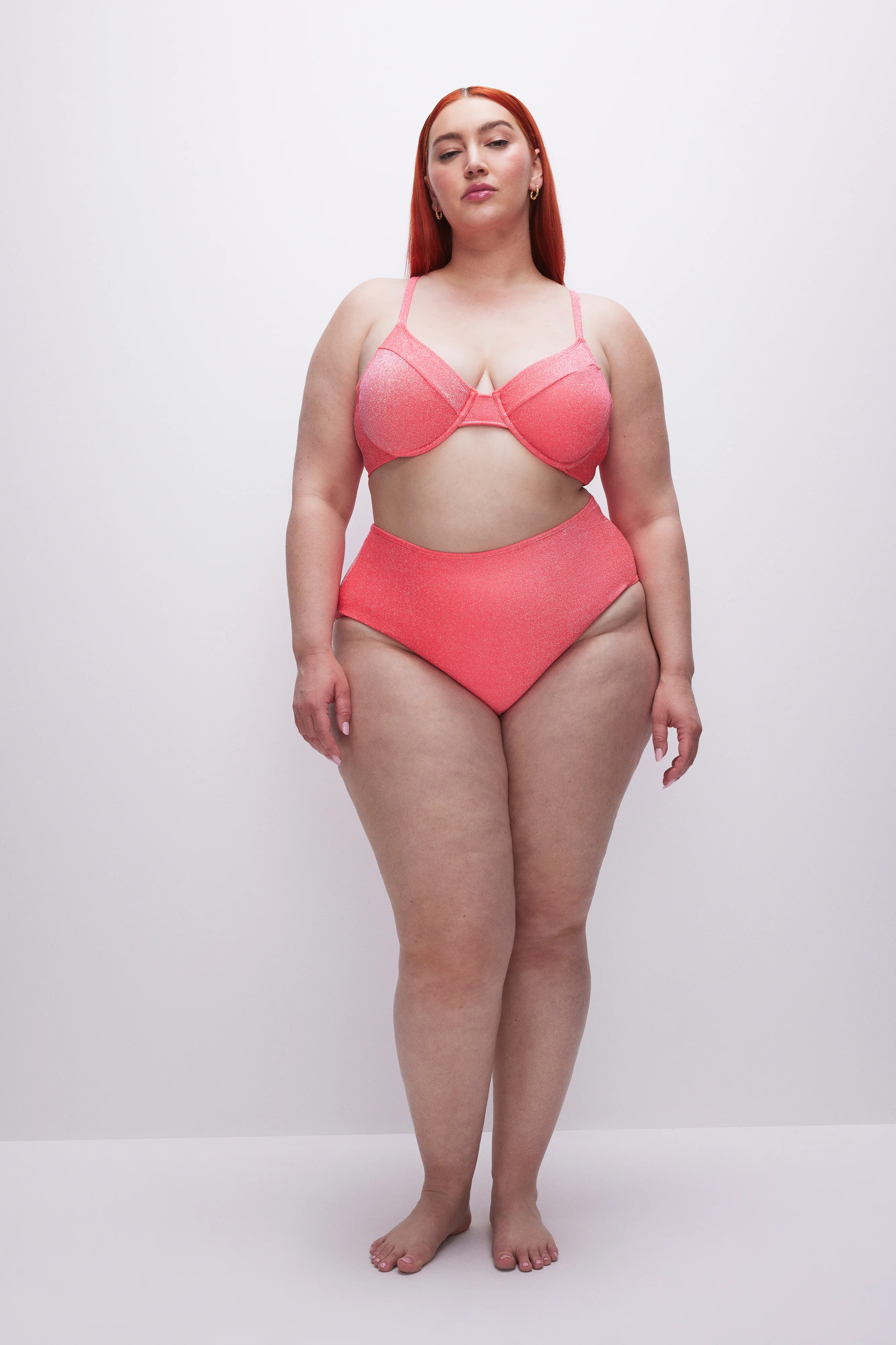 SPARKLE DEMI CUP BIKINI  TOP | FIERY CORAL 002 - GOOD AMERICAN | Good American