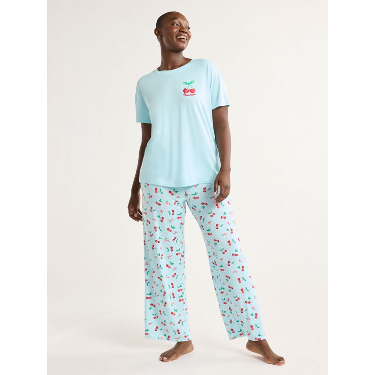 Joyspun Women's Sleep Tee and Pants Pajama Set, 2-Piece, Sizes XS to 3X | Walmart (US)