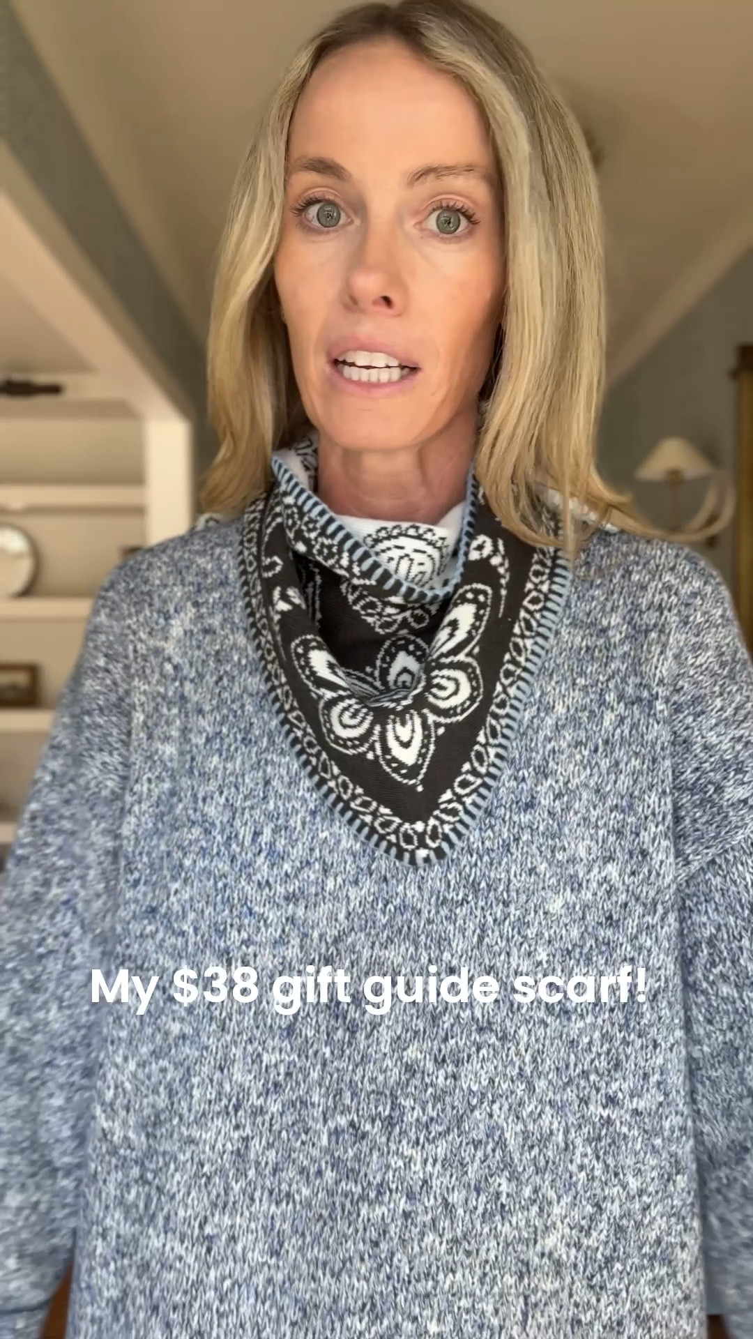 It’s so soft ( knit just like a sweater ) and the cutest patterns! Also reversible!$38! 