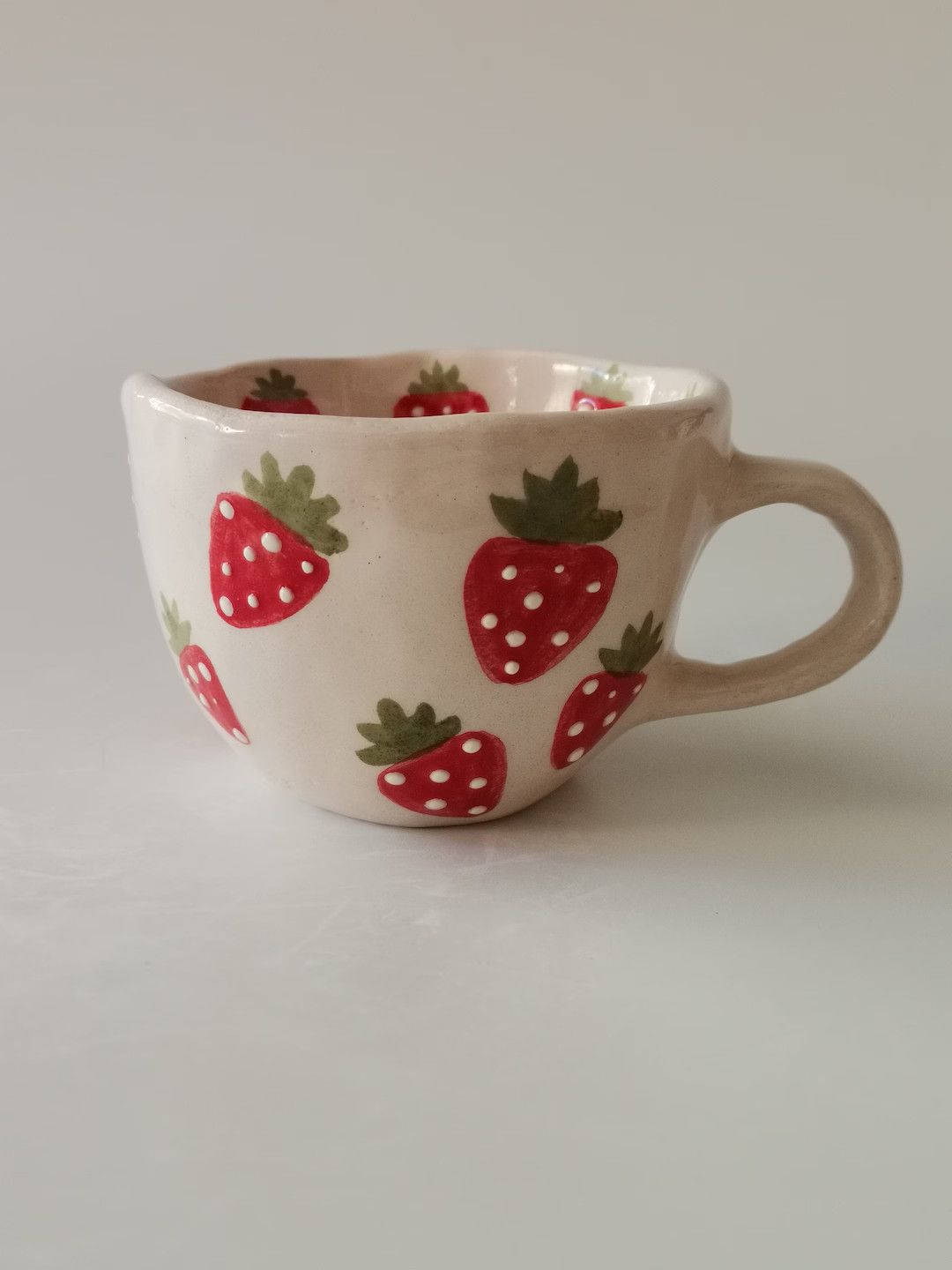 Cute Strawberry Cup Handmade Pottery Extra Large Coffee Mug - Etsy | Etsy (US)