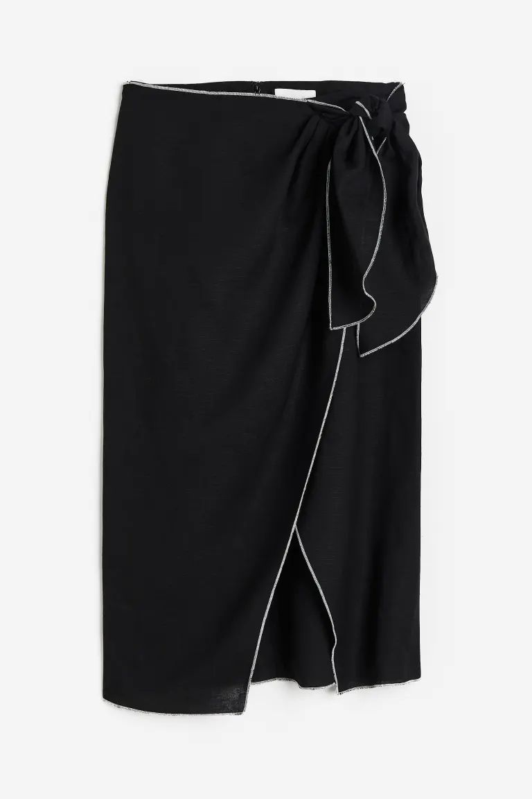 Linen-blend Wrap-front Skirt | H&M (US)