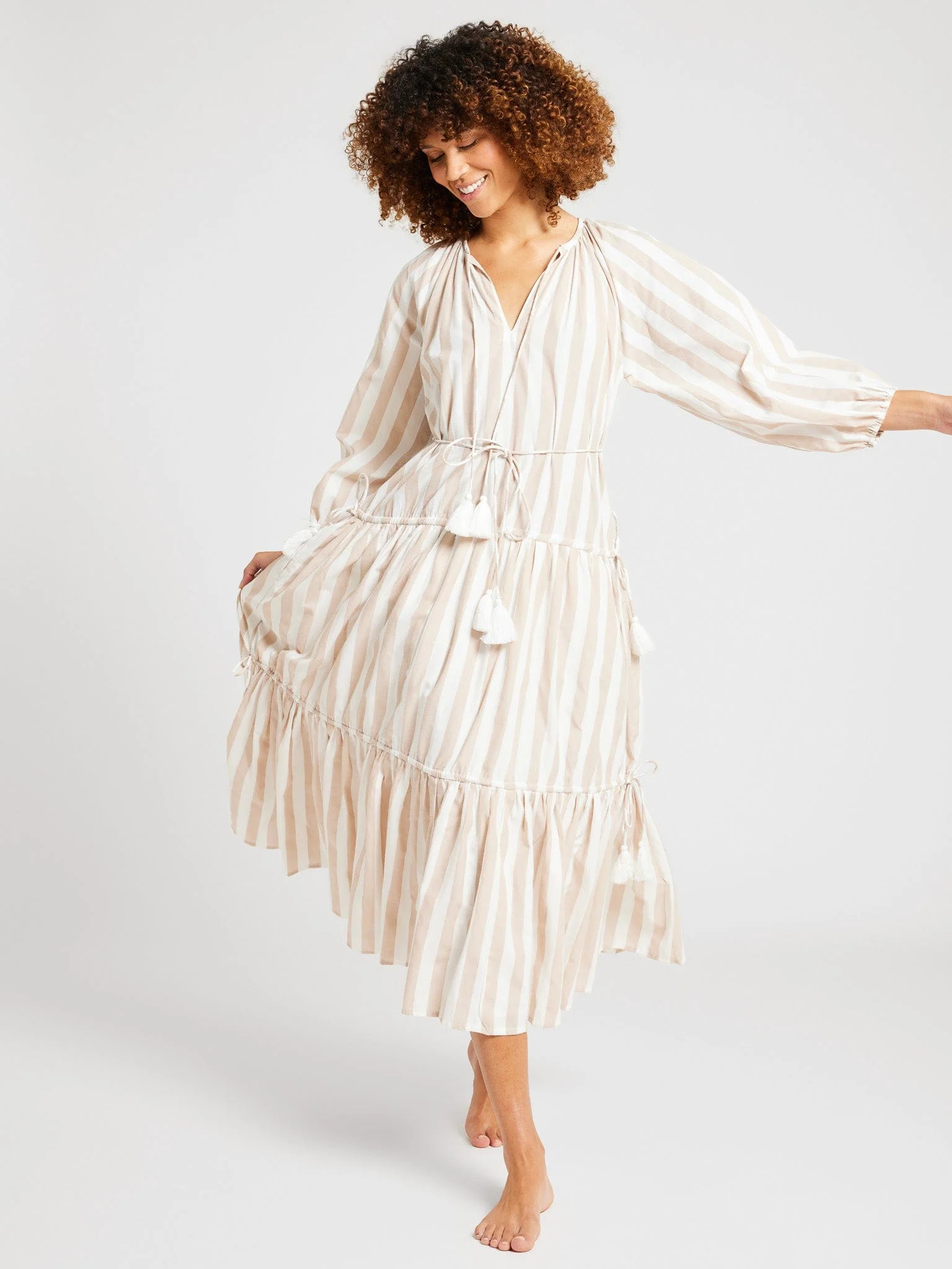 Natalia Dress in Cappuccino Stripe | Mille