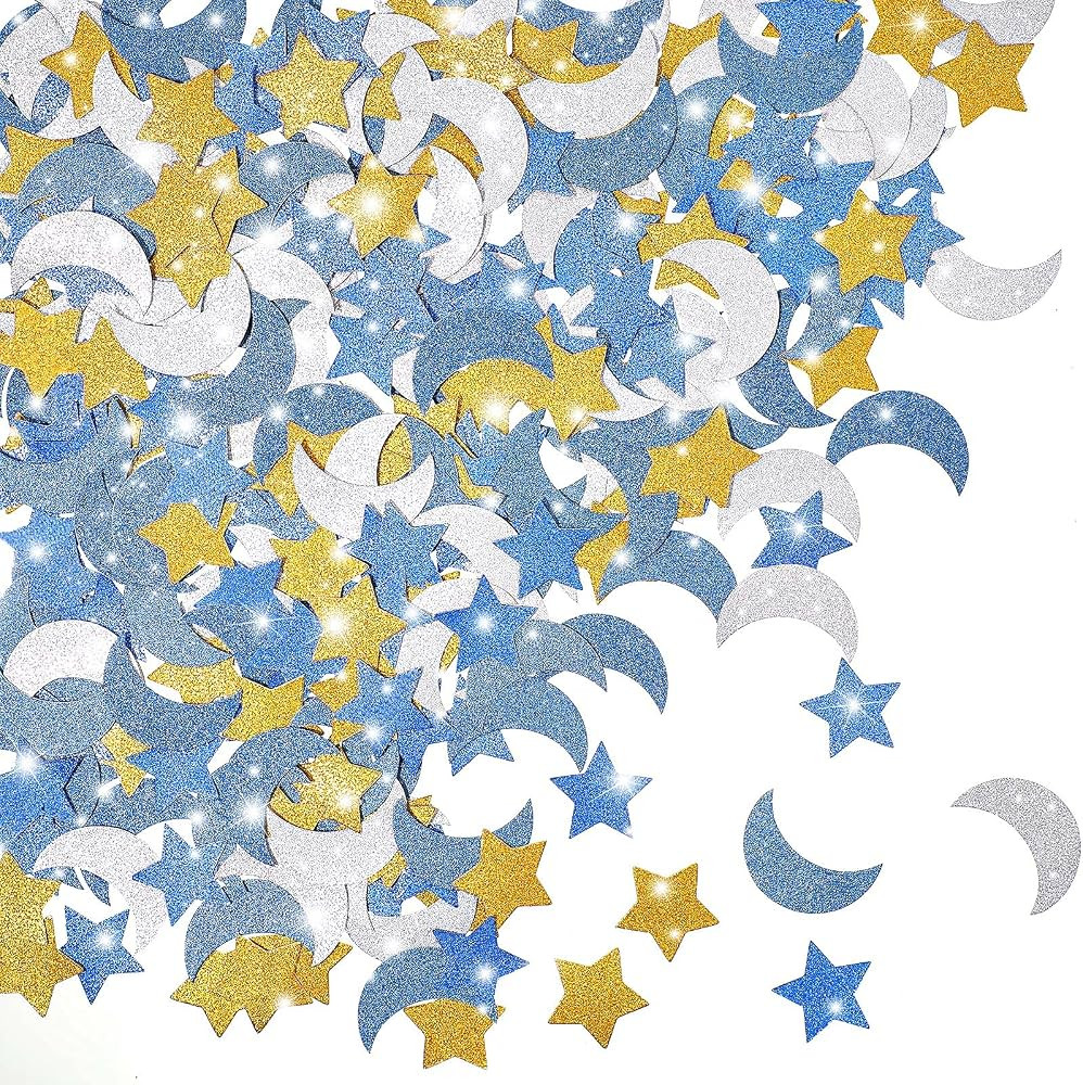 400 Pieces Glitter Star and Moon Paper Confetti Double Side Table Paper Confetti Sequin for Weddi... | Amazon (US)