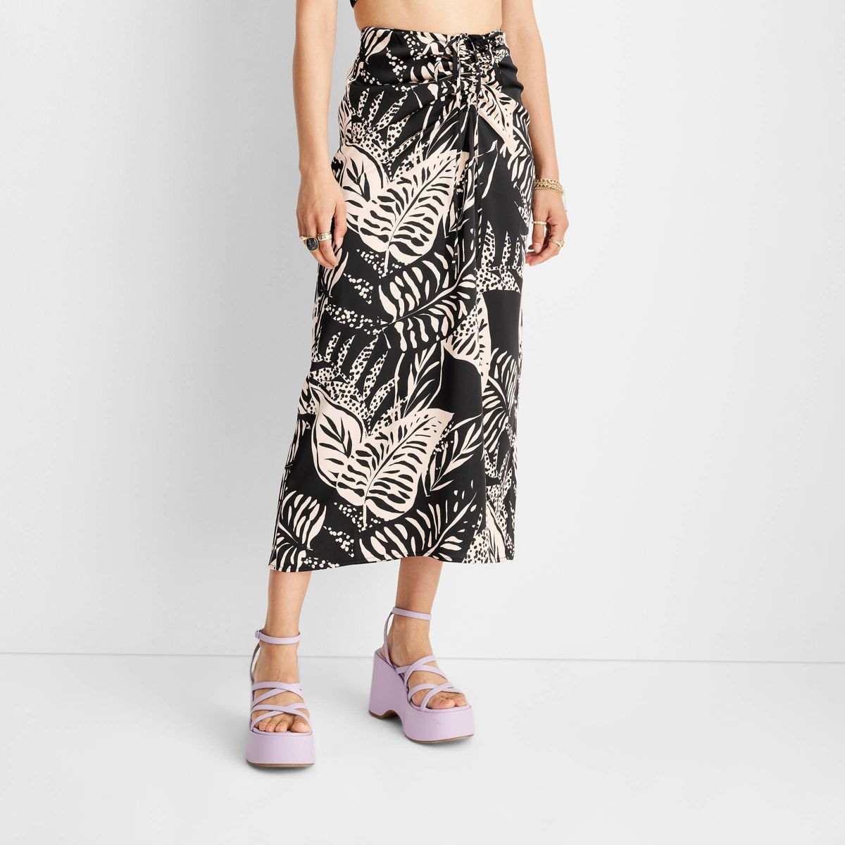 Women's Tie-Front Flowy Midi Skirt - Future Collective™ with Alani Noelle | Target