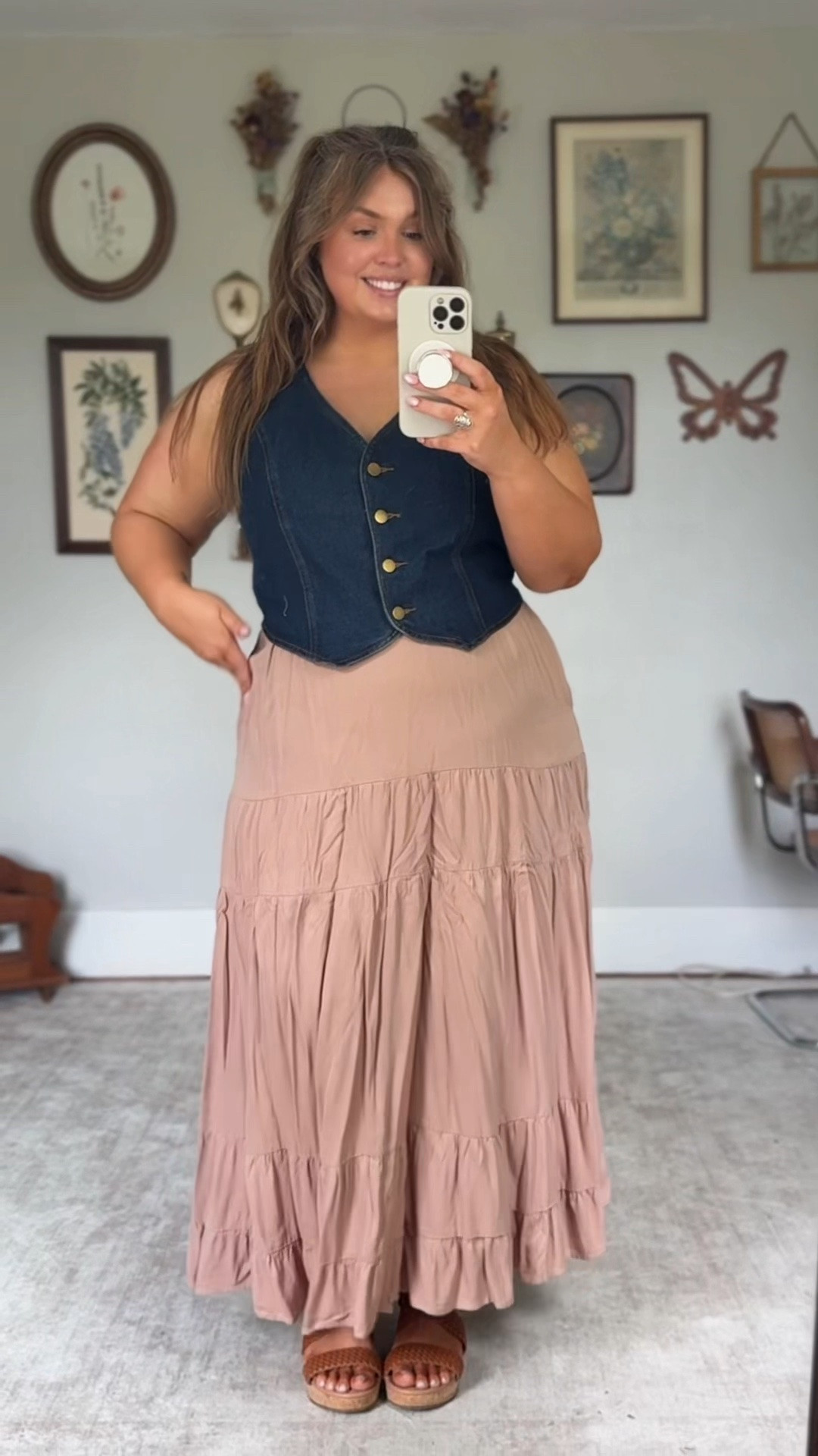 Denim vest 🤝 maxi skirt

#LTKPlusSize #LTKMidsize