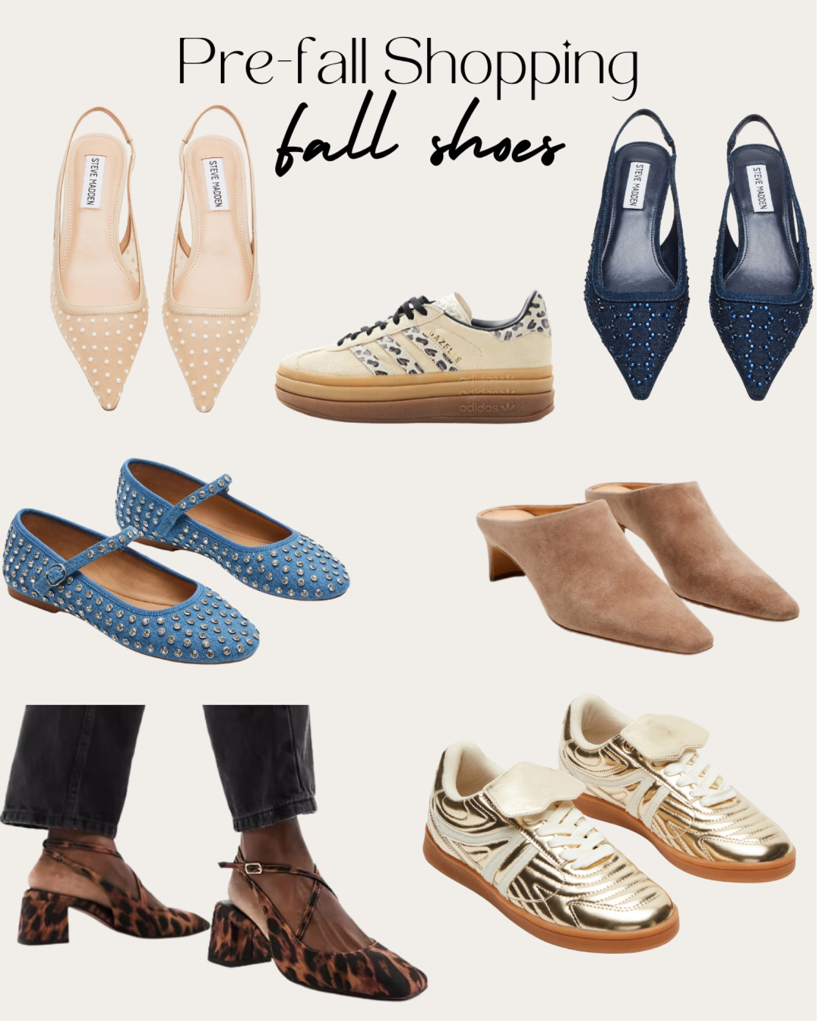 Fall flats, mules, and sneakers! Lots of amazing Steve Madden shoes and sneakers. Gold sneakers. Leopard block heels  

#LTKFindsUnder50 #LTKShoeCrush #LTKWorkwear