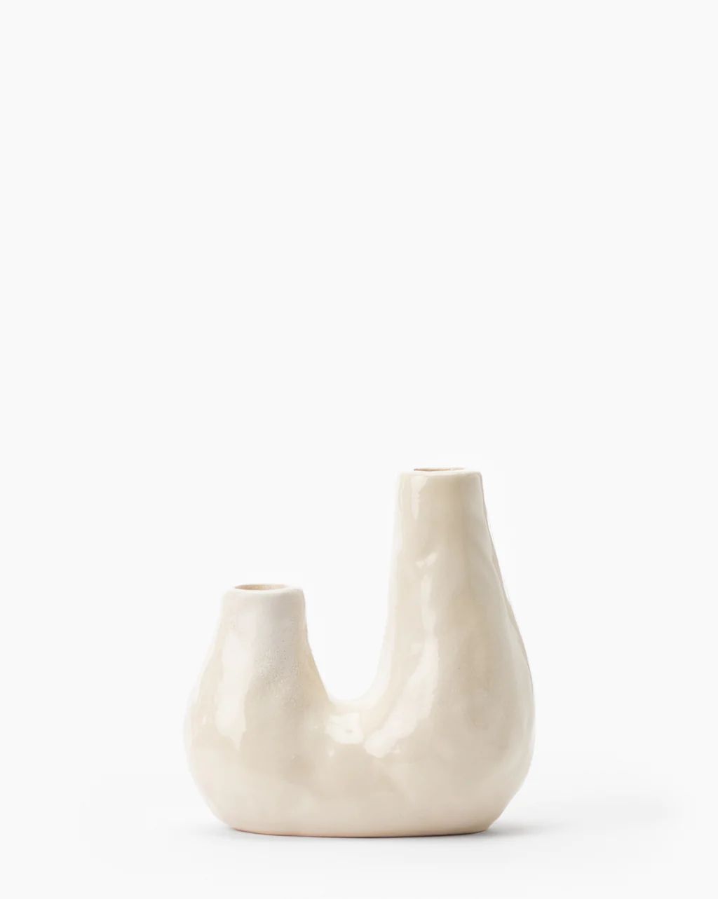 White Ceramic Duo Candle Holder | McGee & Co.