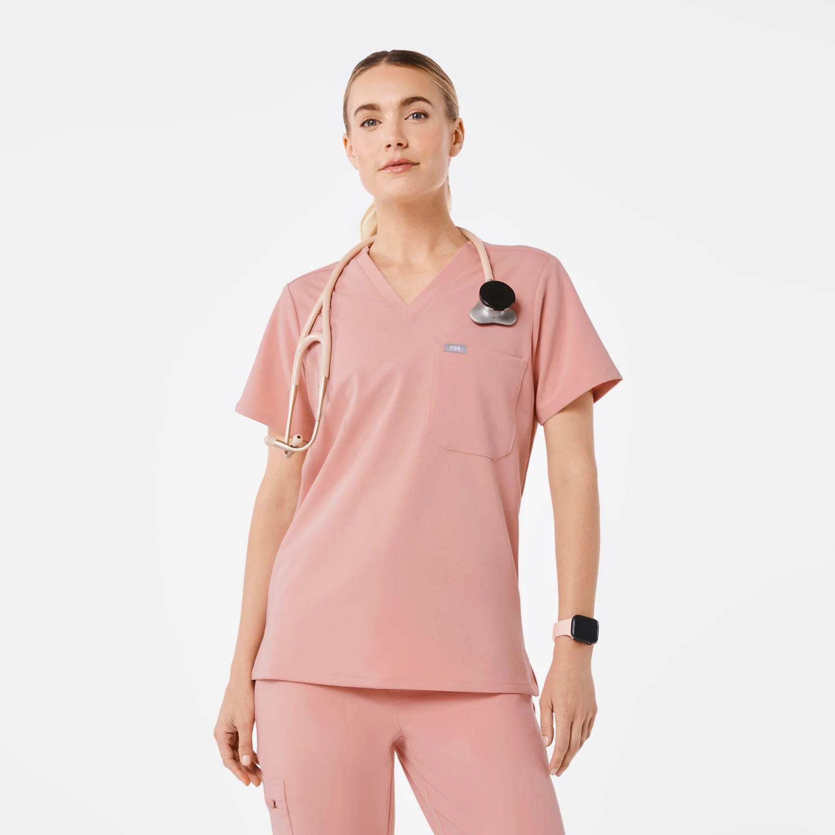 Women's Catarina One-Pocket Scrub Top™ - Pink Sand · FIGS | FIGS
