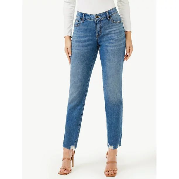 Sofia Jeans Women's Bagi Boyfriend Mid-Rise Destroyed Hem Jeans | Walmart (US)