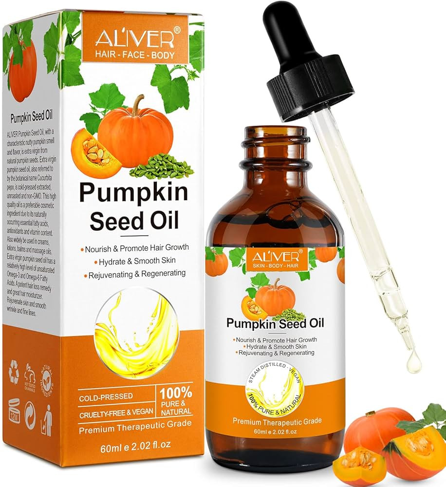 Pumpkin Seed Oil 2Fl Oz, Pure Cold Pressed Pumpkin Seed Oil for Dry Damaged Hair Growth, Moisturi... | Amazon (US)