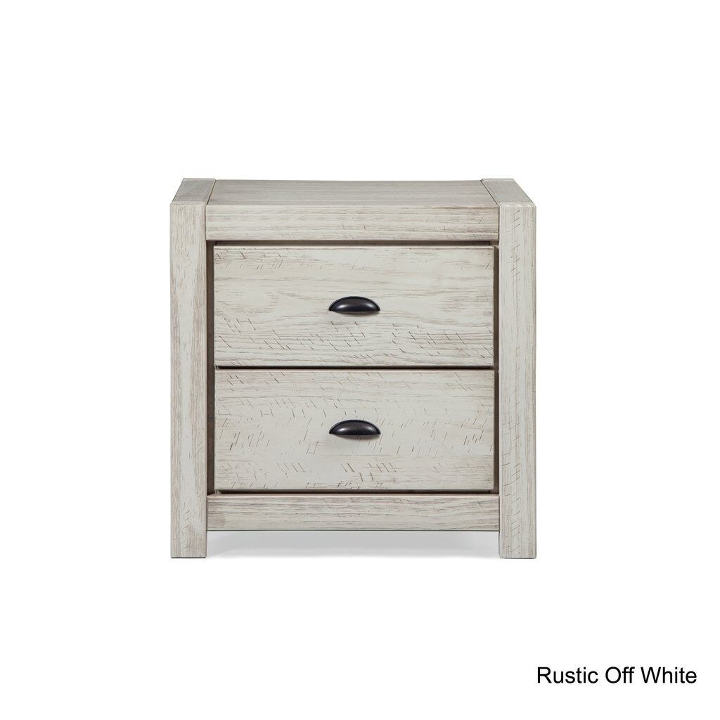 Grain Wood Furniture Montauk Solid Wood 2-drawer Nightstand - Rustic Off - white | Bed Bath & Beyond
