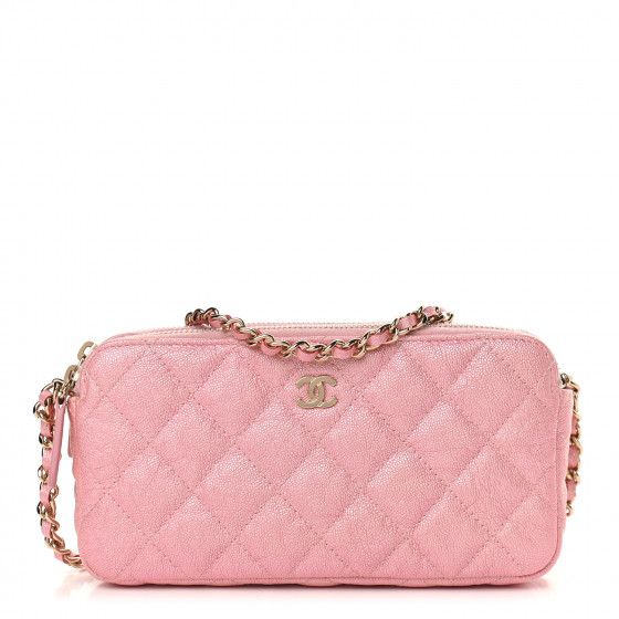 CHANEL Iridescent Caviar Quilted Small Clutch With Chain Pink | Fashionphile