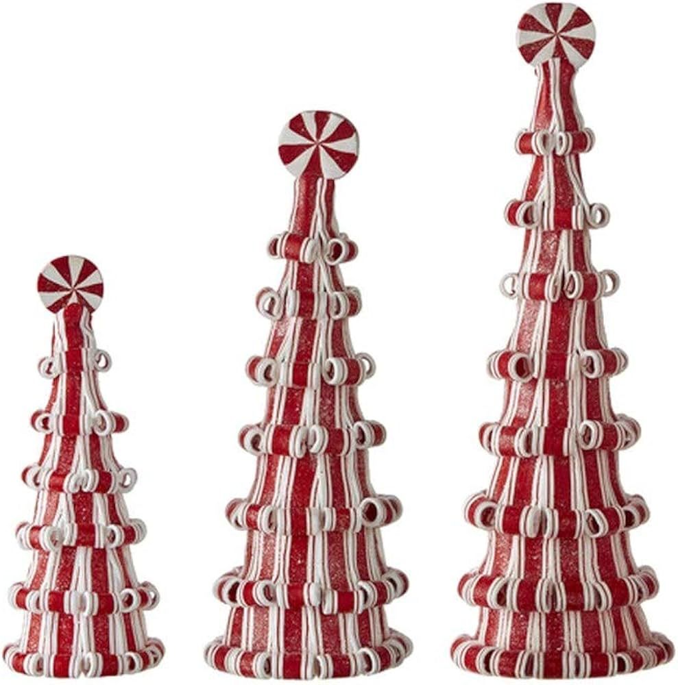 RAZ Imports 2021 Peppermint Parlor 13-inch Peppermint Candy Tree, Set of 3 | Amazon (US)