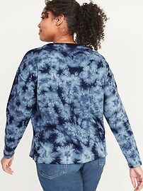 Long-Sleeve Vintage Loose Tie-Dye T-Shirt for Women | Old Navy (US)