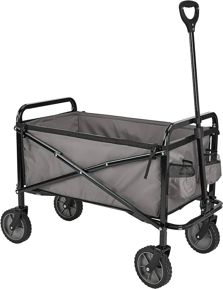 Amazon Basics Collapsible Folding Outdoor Utility Wagon with Cover Bag, Gray | Amazon (US)