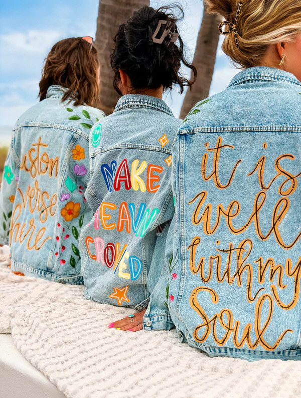 Custom Hand-Painted Jean Jacket - Floral Blooms | Worthy Wear