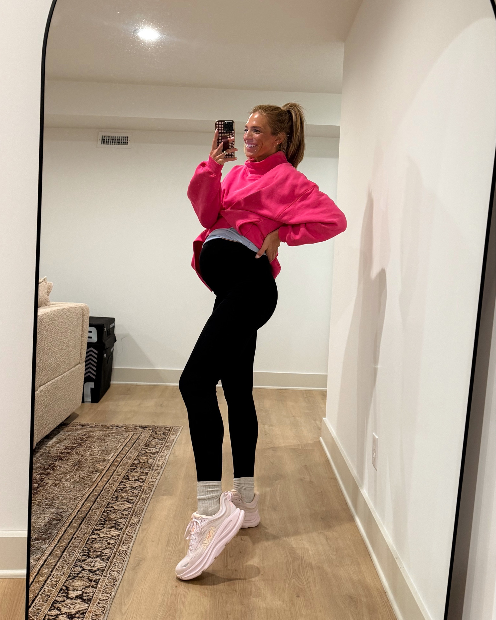 Outfit I wore while walking that is bump friendly! 
Maternity legging are me fave! Size small 
Medium in sweatshirt for height and bump but runs oversized!

Pregnancy friendly, Fp movement, Hoka running


#LTKootd #LTKmomlife #LTKBump