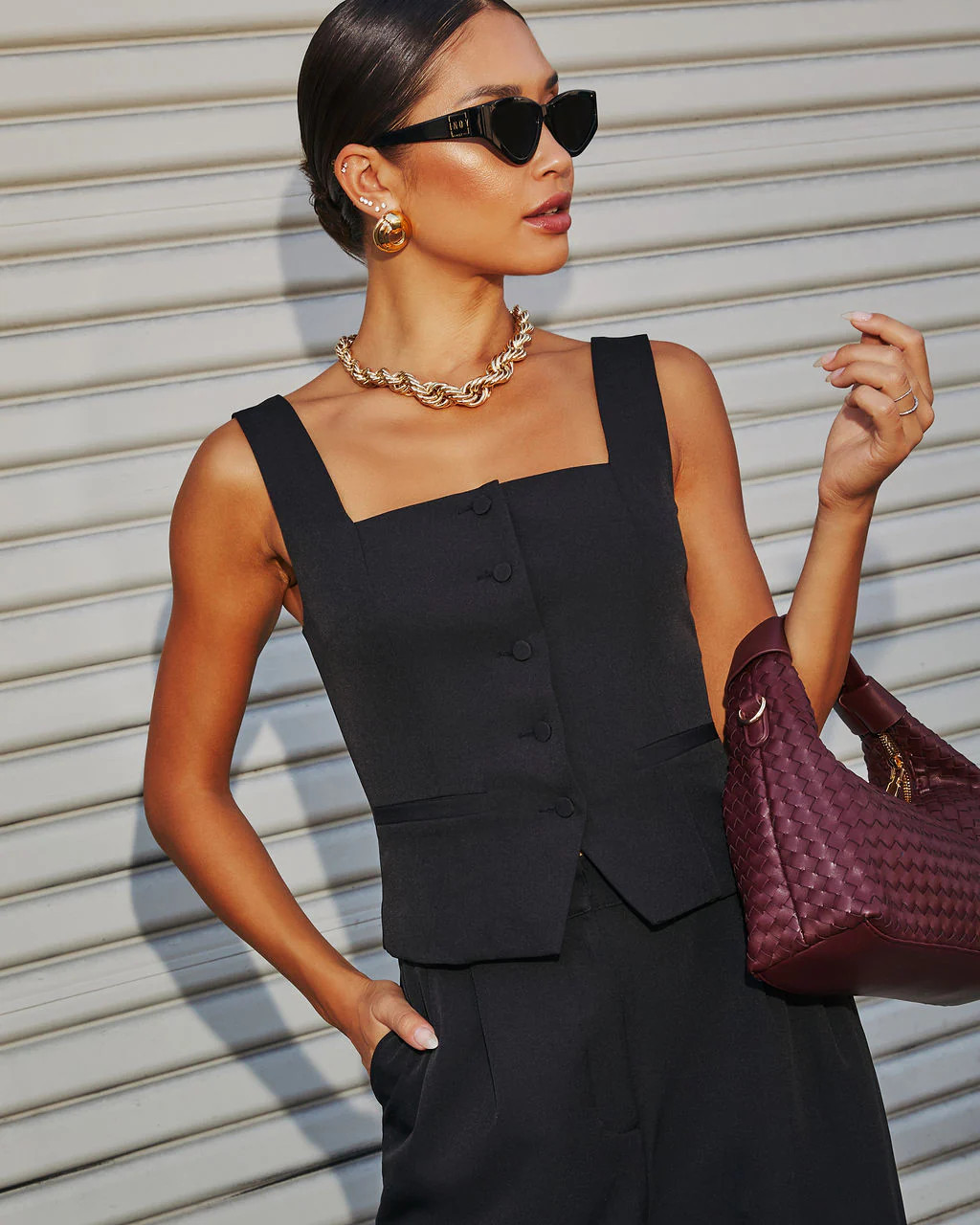 For Love Sleeveless Button Down Top | VICI