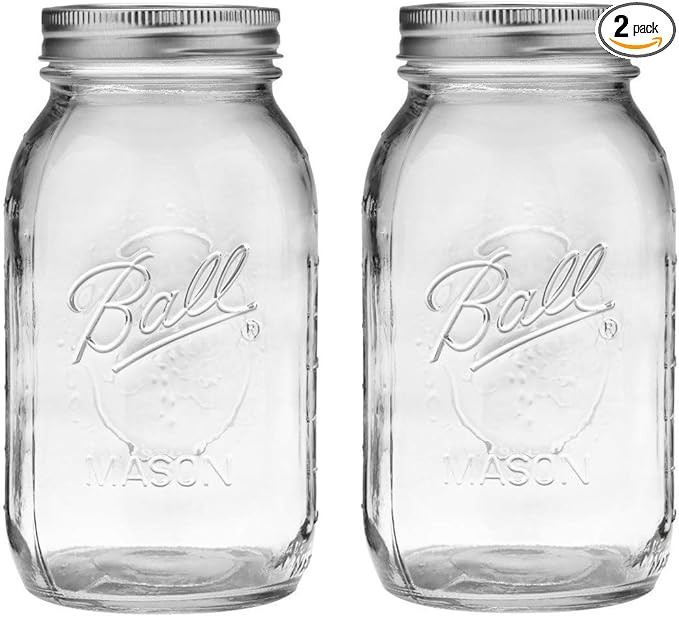 Ball Regular Mouth 32-Ounces Mason Jar with Lids and Bands, Clear,(Pack Of 2) | Amazon (US)