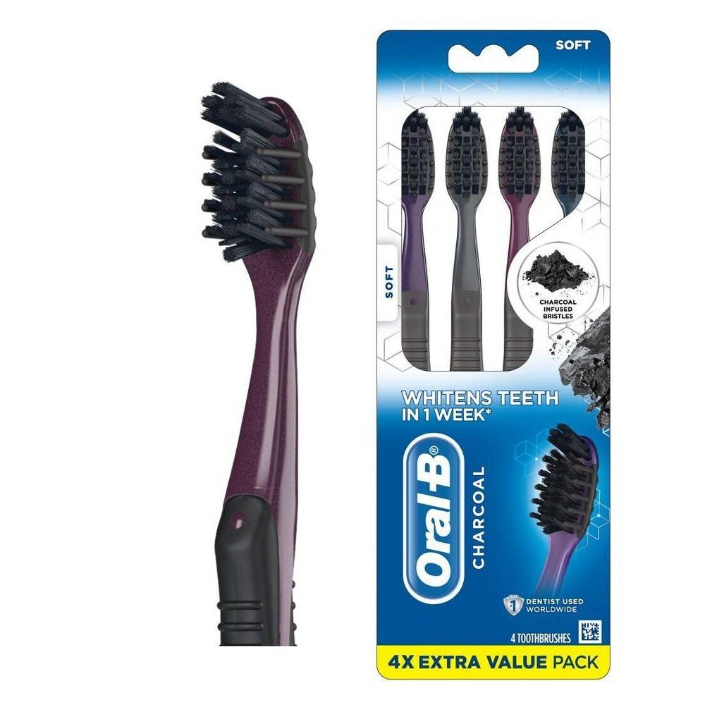 Oral-B Charcoal Toothbrush Soft White - 4ct | Target
