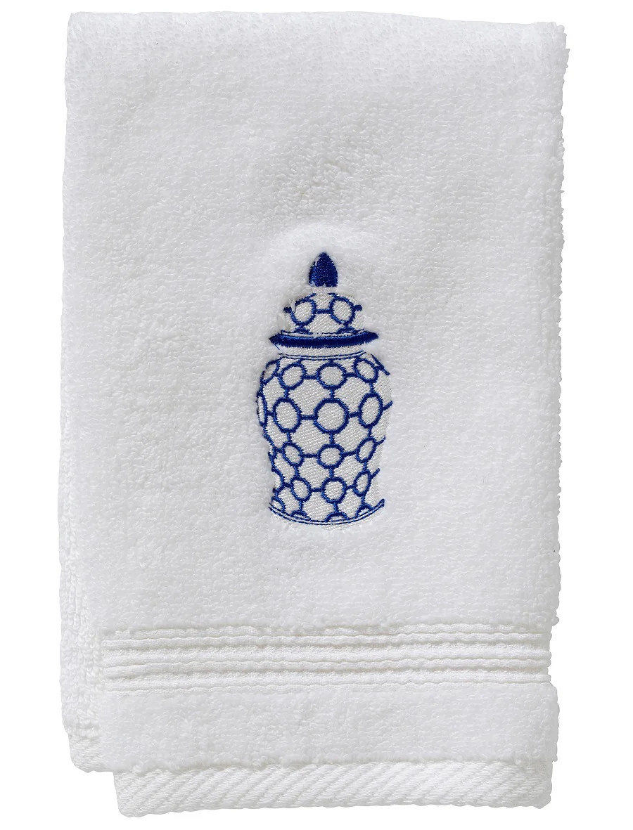 Ginger Jar Chain-Links (White) Guest Towel | Jacaranda Living
