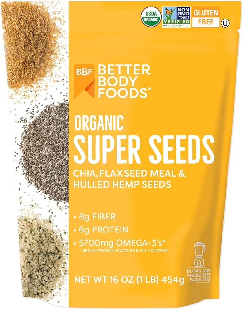 BetterBody Foods Superfood Organic Super Seeds - Blend of Organic Chia Seeds, Milled Flax Seed, H... | Amazon (US)