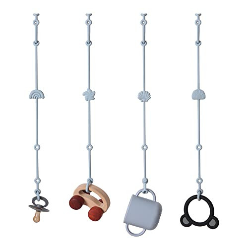Andy Bear Toy Straps for Baby Toy Safety Straps Silicone High Chair Toys Straps Toddler Bottle Straps for Strollers, High Chair, Cribs, Car Seat, Stroller Accessories, Baby Pacifier Clip-Dusty Blue | Amazon (US)