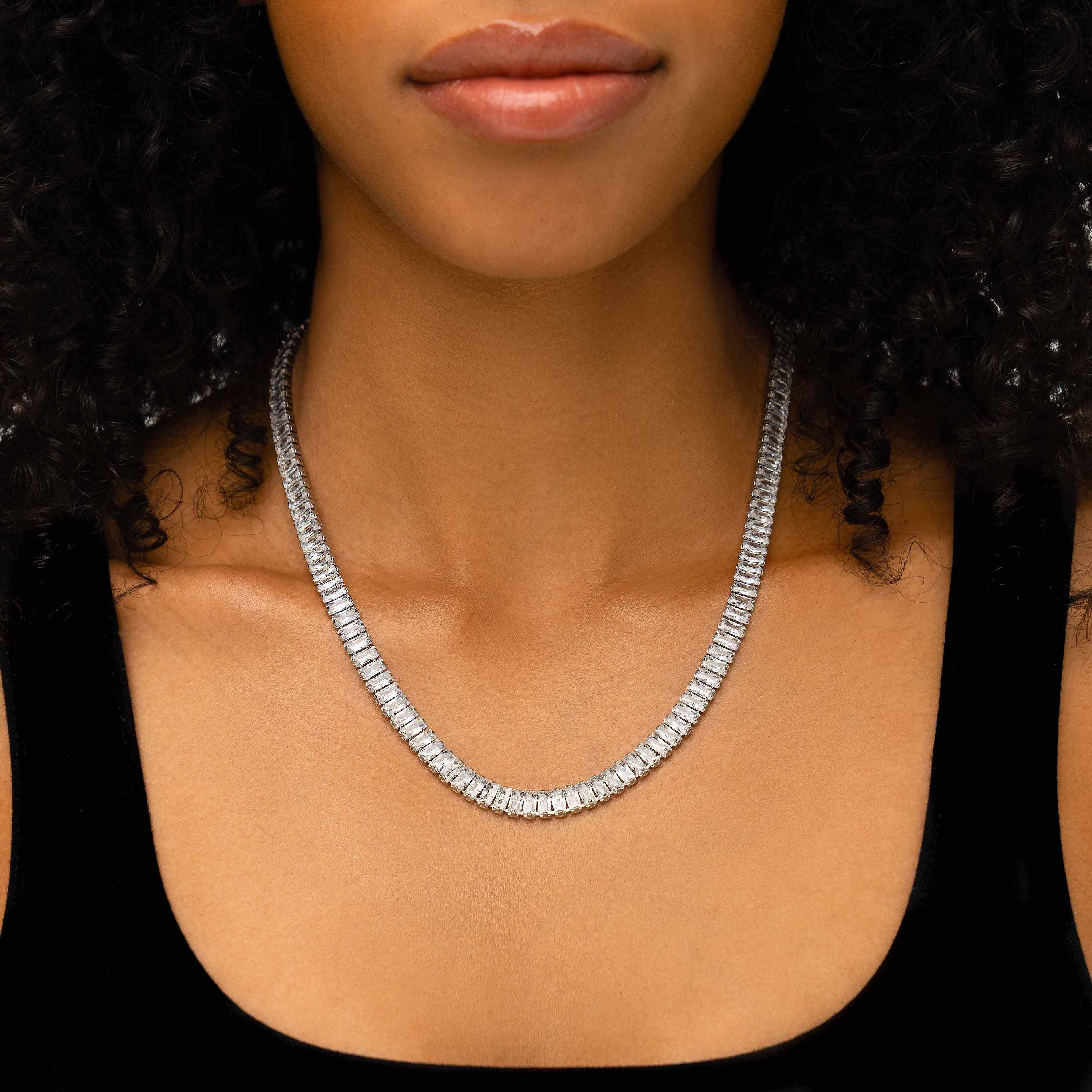 The Romance Baguette Adjustable Tennis Necklace | Jaclyn Roxanne