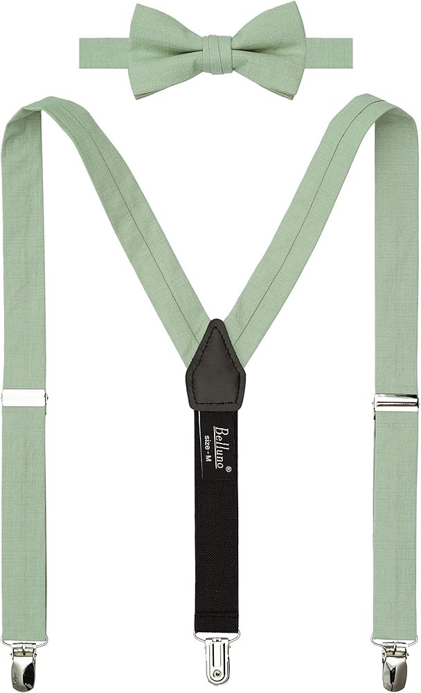Solid Pre-tied Bow Tie and Suspenders Set for Boys and Youths Events, Parties, Wedding, Cotton an... | Amazon (US)