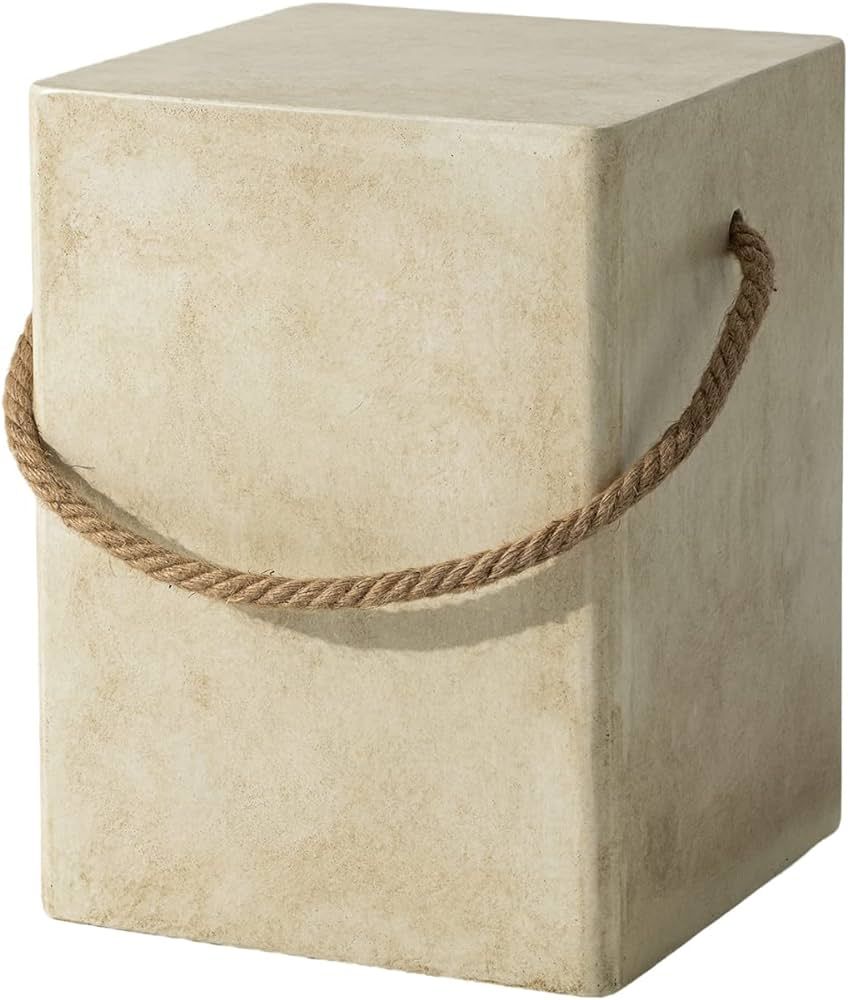 SUNBURY Concrete Side Table, Outdoor Side Table for Patio,15" Outdoor Accent Table w Hemp Rope, P... | Amazon (US)