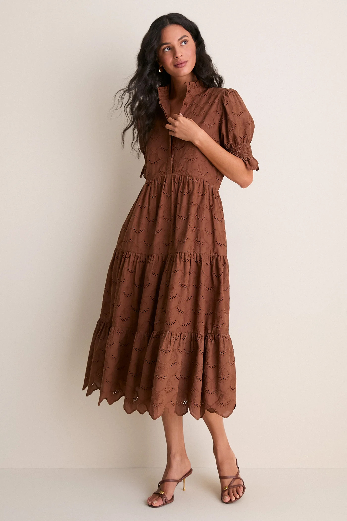 Chocolate Eyelet Bennett Midi Dress | Tuckernuck (US)