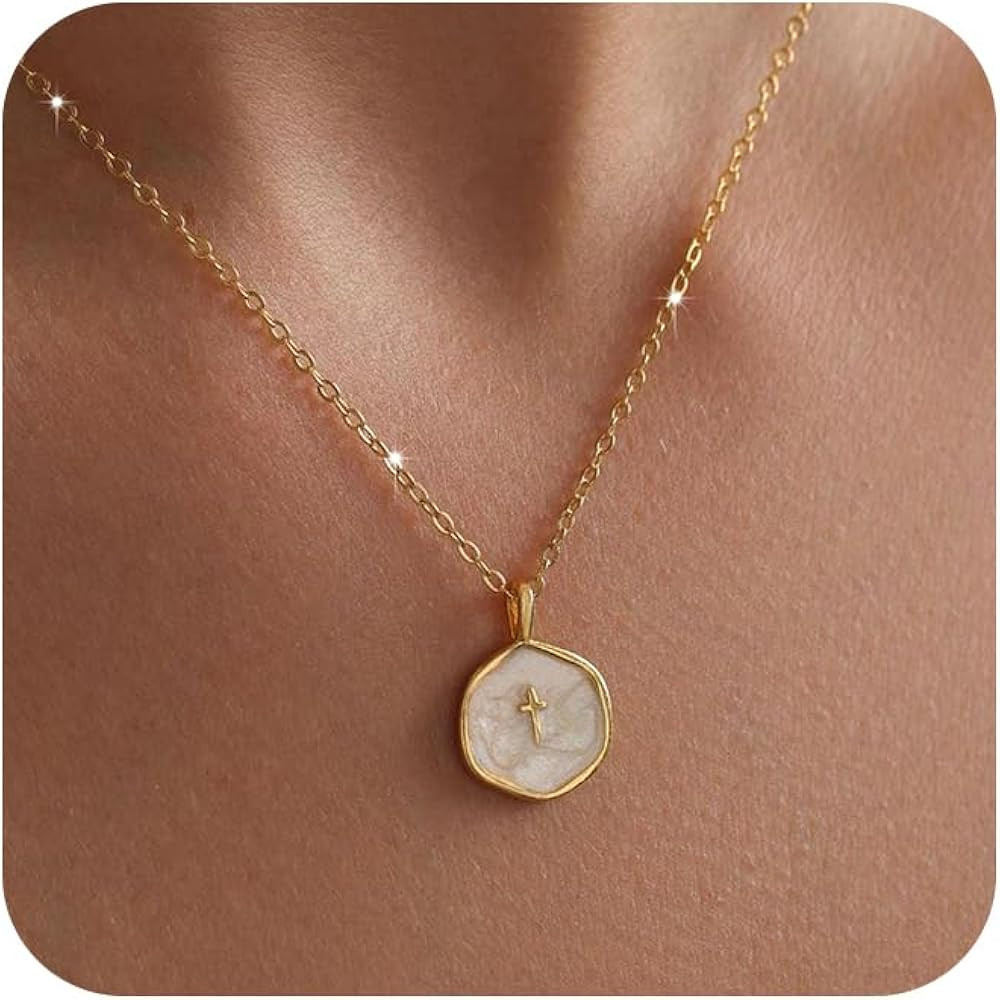 Robaice Cross Necklace for Women Dainty 14K Gold Plated Cross Necklace, Simple Cute Gold Cross Ch... | Amazon (US)