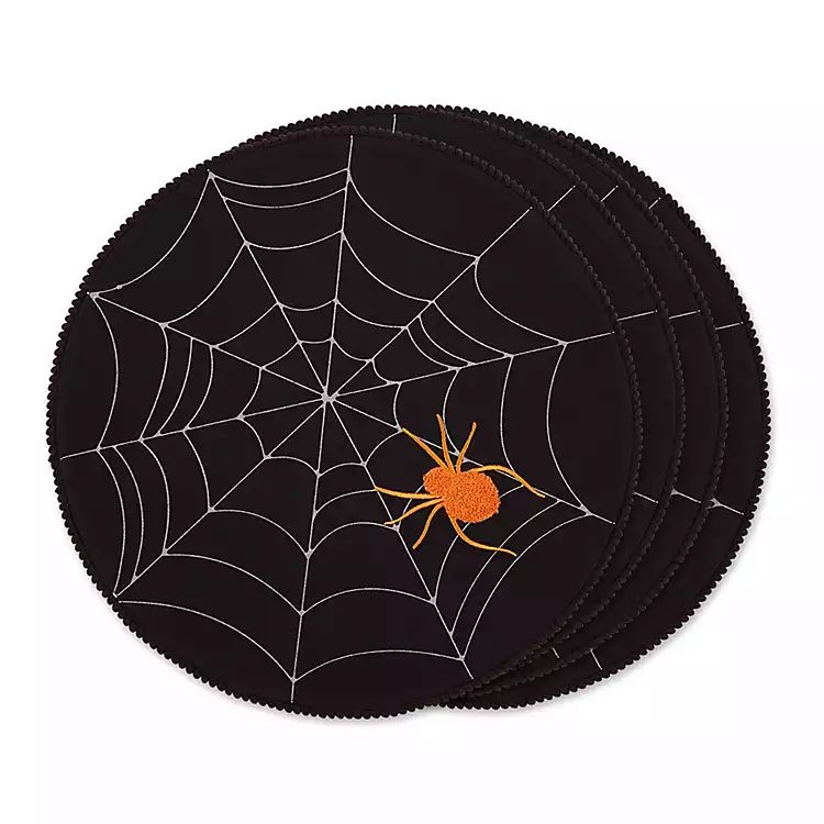 Spooky Tufted Spiderweb Placemats, Set of 4 | Kirkland's Home
