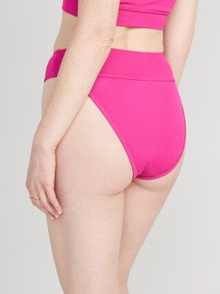 High-Waisted Ribbed French-Cut Bikini Swim Bottoms for Women | Old Navy (US)