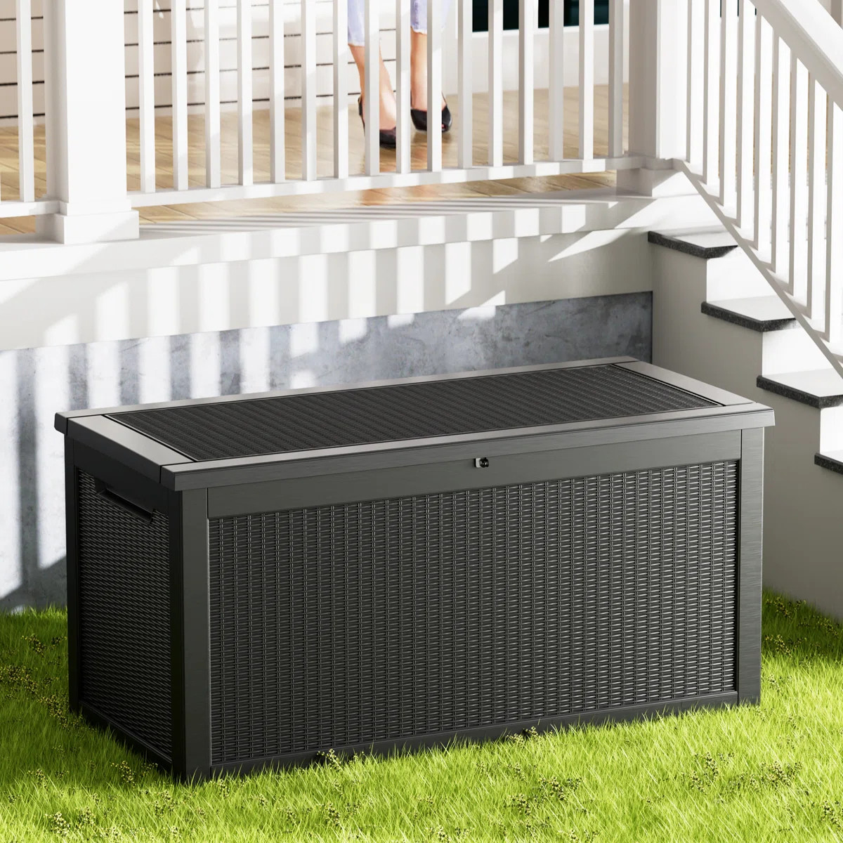 Decksplore 320 Gallons Water Resistant Resin Lockable Deck Box | Wayfair North America