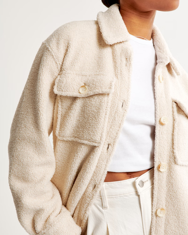 Women's Sherpa Shirt Jacket | Women's Up To 40% Off Select Styles | Abercrombie.com | Abercrombie & Fitch (US)