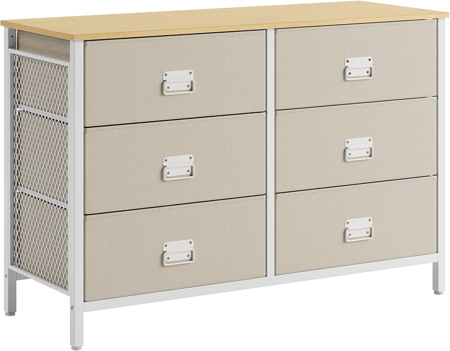SONGMICS Dresser for Bedroom, Storage Organizer Unit with 6 Fabric Drawers, Steel Frame, for Livi... | Amazon (US)