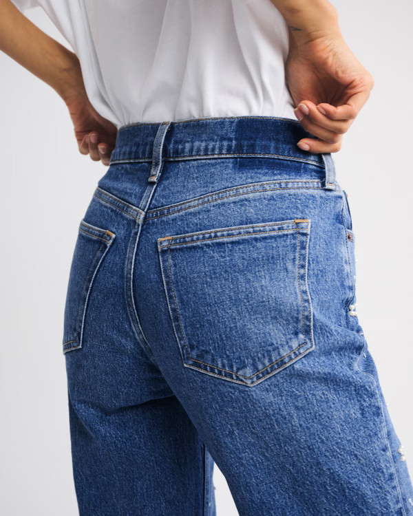 High Rise 90s Relaxed Pearl Embellished Jean | Abercrombie & Fitch (US)