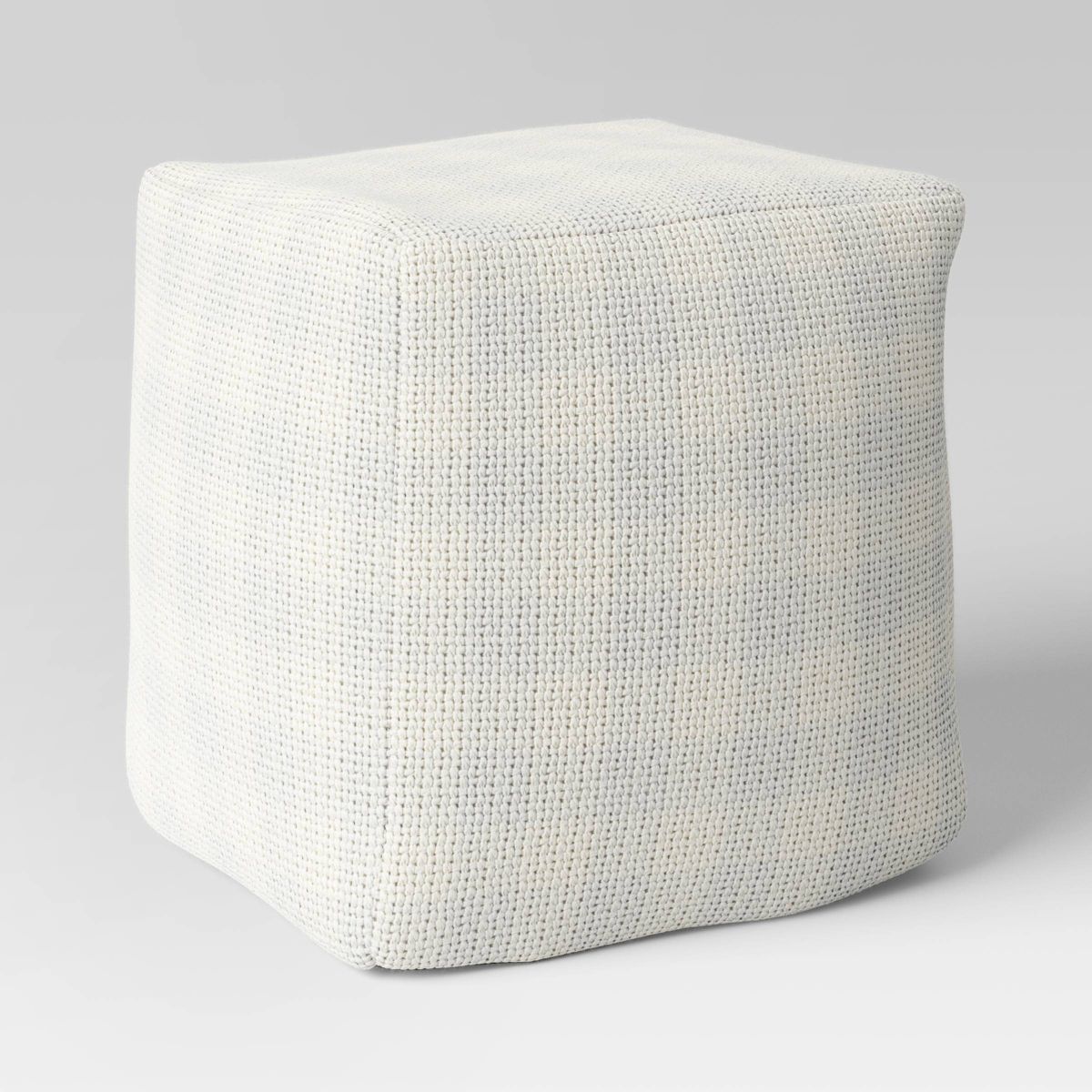 18"x18" Chunky Check Outdoor Patio Pouf Cream - Threshold™ designed with Studio McGee | Target