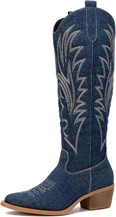 GLOBALWIN Women's The Western Cowboy Cowgirl Embroidered Knee High Boots | Amazon (US)