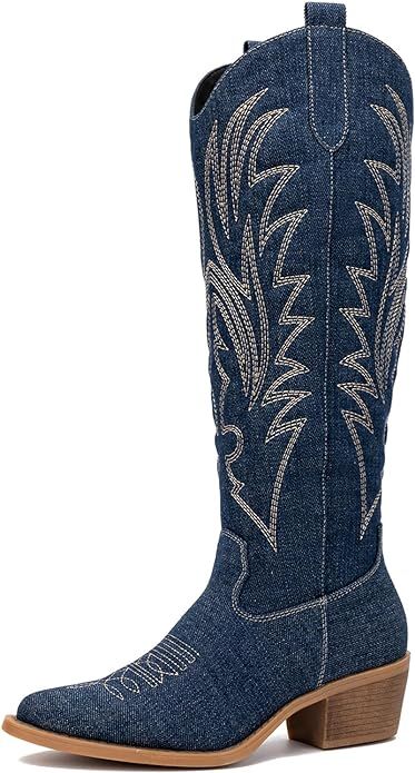 GLOBALWIN Women's The Western Cowboy Cowgirl Embroidered Knee High Boots | Amazon (US)