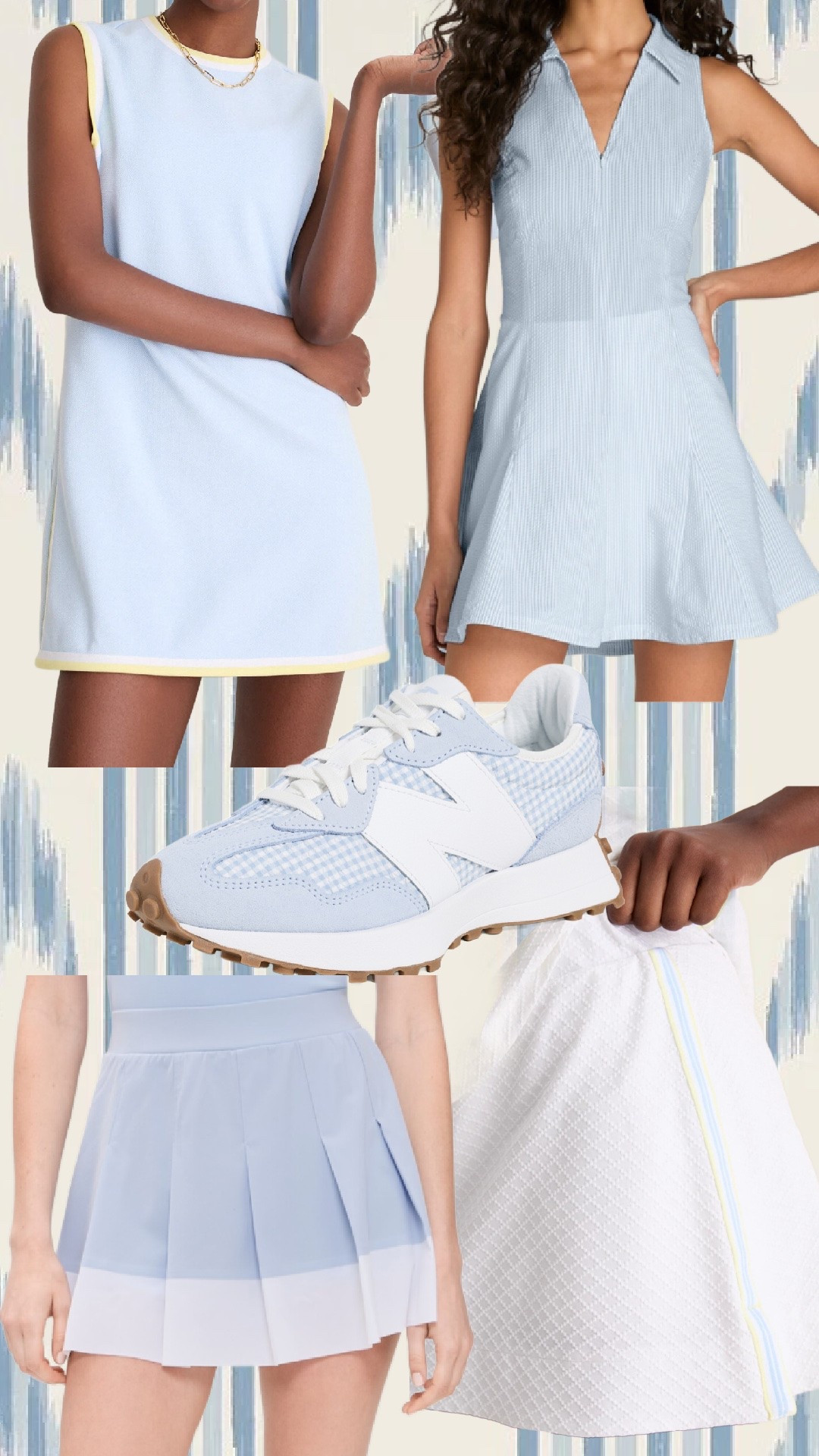 Blue gingham sneakers and tennis outfits!